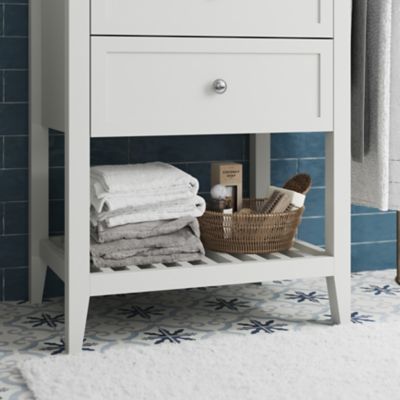 Meuble sous vasque à poser l.60 cm, blanc mat, 2 tiroirs 1 niche, GoodHome Perma