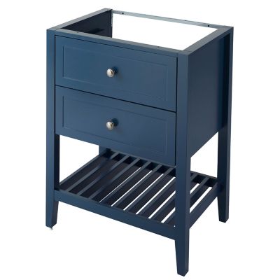 Meuble sous vasque à poser l.60 cm, bleu mat, 2 tiroirs, GoodHome Perma