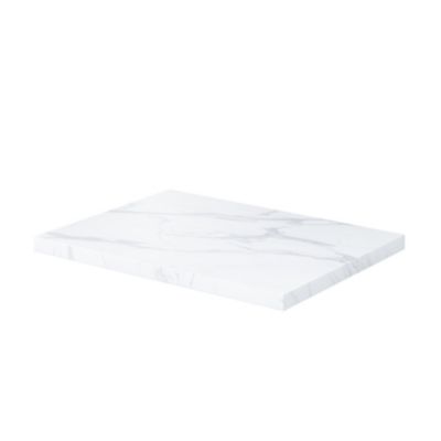 Meuble sous vasque à poser l.60 cm vert + plan de toilette effet marbre blanc Cadélia, GoodHome Perma