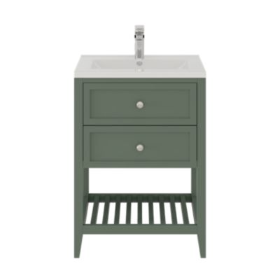 Meuble sous vasque à poser l.60 cm vert + plan vasque Nira, GoodHome Perma