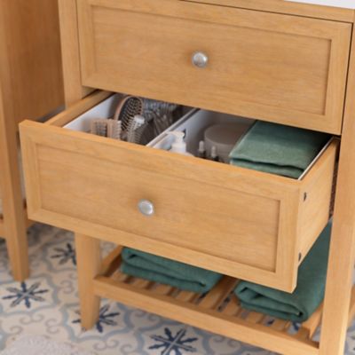 Meuble sous vasque à poser l.60 x H.80,6 x P.45 cm, placage chêne, GoodHome Perma