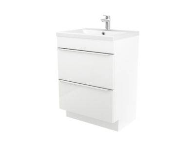 Meuble sous vasque à poser l.60 x H.82 x P.45 cm, blanc brillant, GoodHome Imandra