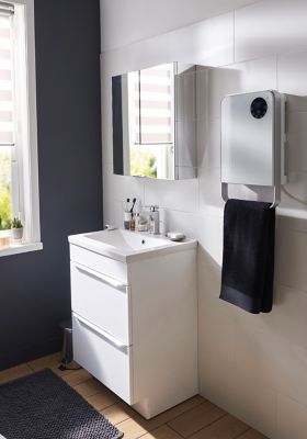 Meuble sous vasque à poser l.60 x H.82 x P.45 cm, blanc brillant, GoodHome Imandra