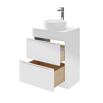 Meuble sous vasque à poser l.60 x H.82 x P.45 cm, blanc brillant, GoodHome Imandra
