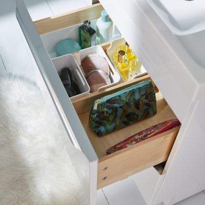 Meuble sous vasque à poser l.60 x H.82 x P.45 cm, blanc brillant, GoodHome Imandra