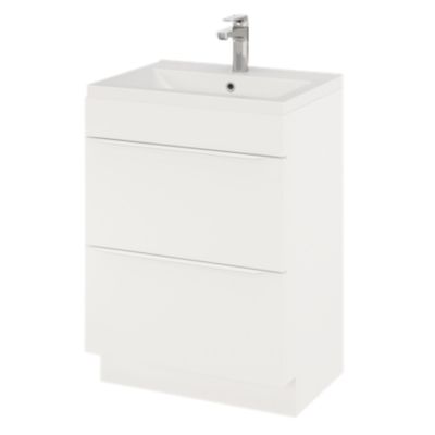 Meuble sous vasque à poser l.60 x H.82 x P.45 cm, blanc mat, GoodHome Imandra