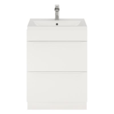 Meuble sous vasque à poser l.60 x H.82 x P.45 cm, blanc mat, GoodHome Imandra