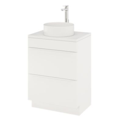 Meuble sous vasque à poser l.60 x H.82 x P.45 cm, blanc mat, GoodHome Imandra