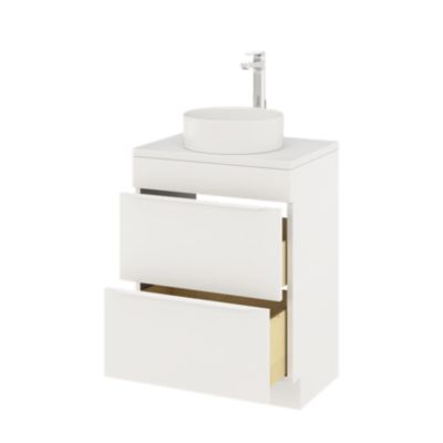 Meuble sous vasque à poser l.60 x H.82 x P.45 cm, blanc mat, GoodHome Imandra
