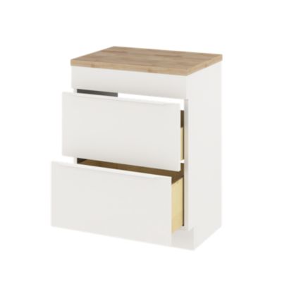 Meuble sous vasque à poser l.60 x H.82 x P.45 cm, blanc mat, GoodHome Imandra