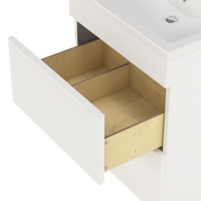 Meuble sous vasque à poser l.60 x H.82 x P.45 cm, blanc mat, GoodHome Imandra
