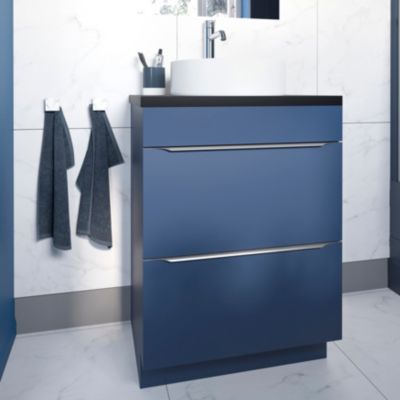 Meuble sous vasque à poser l.60 x H.82 x P.45 cm, bleu nuit mat, GoodHome Imandra