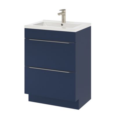 Meuble sous vasque à poser l.60 x H.82 x P.45 cm, bleu nuit mat, GoodHome Imandra
