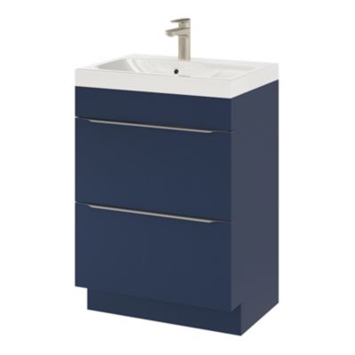 Meuble sous vasque à poser l.60 x H.82 x P.45 cm, bleu nuit mat, GoodHome Imandra
