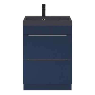 Meuble sous vasque à poser l.60 x H.82 x P.45 cm, bleu nuit mat, GoodHome Imandra