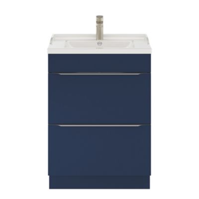 Meuble sous vasque à poser l.60 x H.82 x P.45 cm, bleu nuit mat, GoodHome Imandra