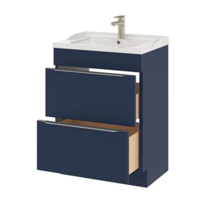 Meuble sous vasque à poser l.60 x H.82 x P.45 cm, bleu nuit mat, GoodHome Imandra