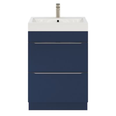 Meuble sous vasque à poser l.60 x H.82 x P.45 cm, bleu nuit mat, GoodHome Imandra