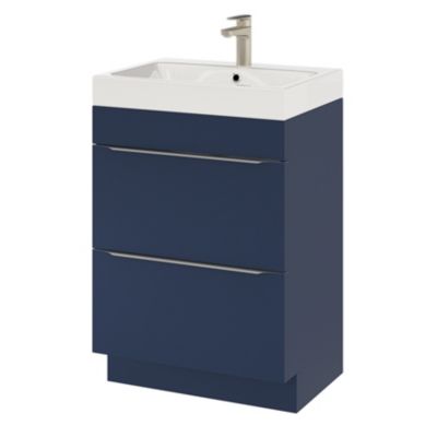Meuble sous vasque à poser l.60 x H.82 x P.45 cm, bleu nuit mat, GoodHome Imandra