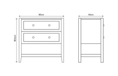 Meuble sous vasque à poser l.80 cm, blanc mat, 2 tiroirs 1 niche, GoodHome Perma
