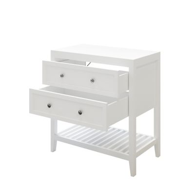 Meuble sous vasque à poser l.80 cm, blanc mat, 2 tiroirs 1 niche, GoodHome Perma