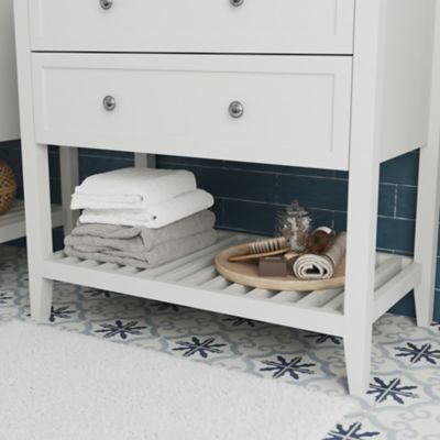 Meuble sous vasque à poser l.80 cm, blanc mat, 2 tiroirs 1 niche, GoodHome Perma