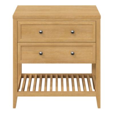 Meuble sous vasque à poser l.80 x H.80,6 x P.45 cm, 2 tiroirs, placage chêne, GoodHome Perma