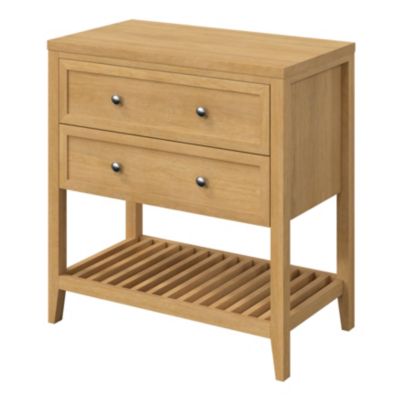Meuble sous vasque à poser l.80 x H.80,6 x P.45 cm, 2 tiroirs, placage chêne, GoodHome Perma