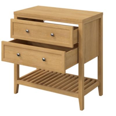 Meuble sous vasque à poser l.80 x H.80,6 x P.45 cm, 2 tiroirs, placage chêne, GoodHome Perma