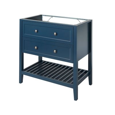 Meuble sous vasque à poser l.80 x H.80 x P.45 cm, bleu mat, 2 tiroirs, GoodHome Perma