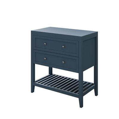 Meuble sous vasque à poser l.80 x H.80 x P.45 cm, bleu mat, 2 tiroirs, GoodHome Perma