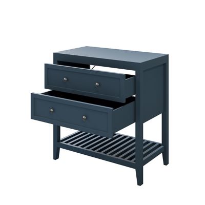 Meuble sous vasque à poser l.80 x H.80 x P.45 cm, bleu mat, 2 tiroirs, GoodHome Perma