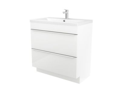 Meuble sous vasque à poser l.80 x H.82 x P.45 cm, blanc brillant, GoodHome Imandra