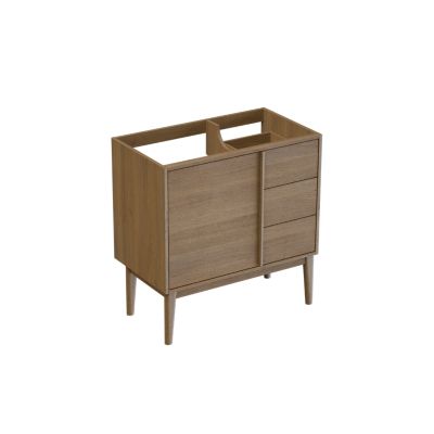Meuble sous vasque à poser l.80 x H.82 x P.45 cm, placage chêne, Kabayan