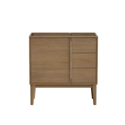 Meuble sous vasque à poser l.80 x H.82 x P.45 cm, placage chêne, Kabayan