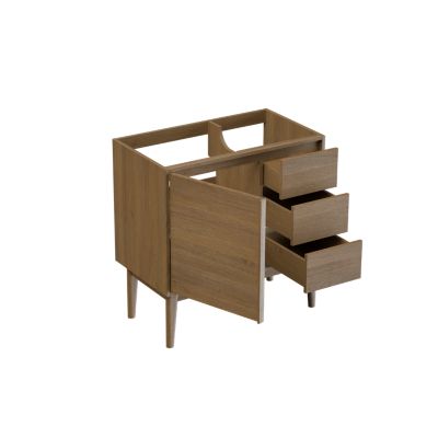 Meuble sous vasque à poser l.80 x H.82 x P.45 cm, placage chêne, Kabayan