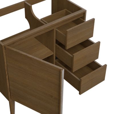 Meuble sous vasque à poser l.80 x H.82 x P.45 cm, placage chêne, Kabayan