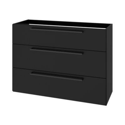 Meuble sous vasque à poser noir mat 3 tiroirs l.120 x H.86,5 x P.45 cm, GoodHome Imandra