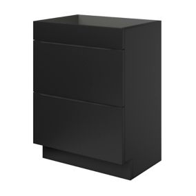 Meuble sous vasque à poser noir mat l.60 x H.82 x P.45 cm, GoodHome Imandra