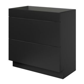 Meuble sous vasque à poser noir mat l.80 x H.82 x P.45 cm, GoodHome Imandra