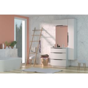 Ensemble meuble salle de bain Noir mat vasque, miroir et applique 800  OPTIMUS - 87823 SALGAR - Vita Habitat