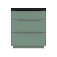 Meuble sous vasque à poser Pamili vert sauge mat 80 cm + plan vasque en résine noir