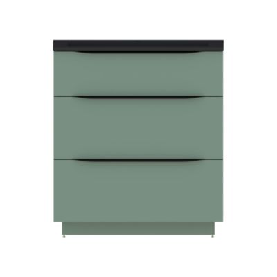Meuble sous vasque à poser Pamili vert sauge mat 80 cm + plan vasque en résine noir