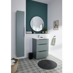 Meuble sous vasque à poser vert sauge mat l.60 x H.88 x P.50 cm, Pamili