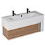 Meuble sous vasque à suspendre Archi blanc mat 120 cm + plan vasque en Céramyl® Decotec pour 2 mitigeurs