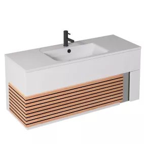 Meuble sous vasque à suspendre Archi blanc mat 120 cm + plan vasque en Céramyl® Decotec