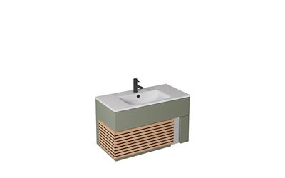 Meuble sous vasque à suspendre Archi fougère mat 90 cm + plan vasque en céramyl