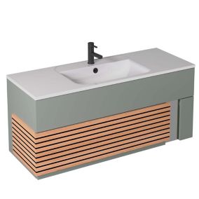 Meuble sous vasque à suspendre Archi grège mat 120 cm + plan vasque en Céramyl® Decotec
