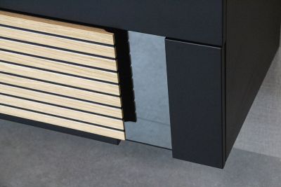 Meuble sous vasque à suspendre Archi noir mat 90 cm + plan vasque en Céramyl® Decotec