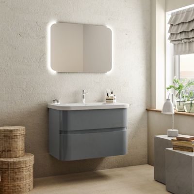 Meuble de salle de bain, Meuble de rangement avec lavabo, Meuble sous  vasque suspendu, Anthracite 50cm [TZBY_Y-204B+Y-T200A] - AICA - Grand choix  au petit prix - Paroi de douche,choulissants,Porte de douche. 